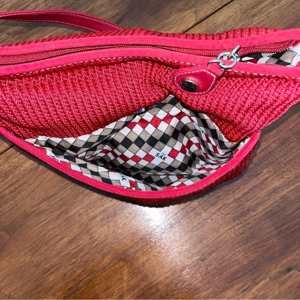 SAK Original Crochet Handbag Shoulder Bag Red